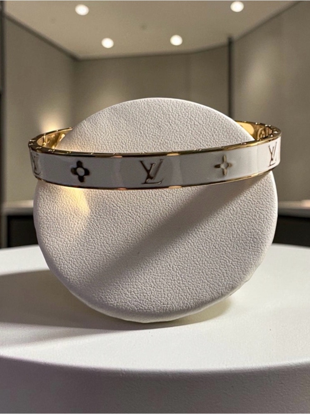 New Stainless steel White and Gold Enamel Bangle